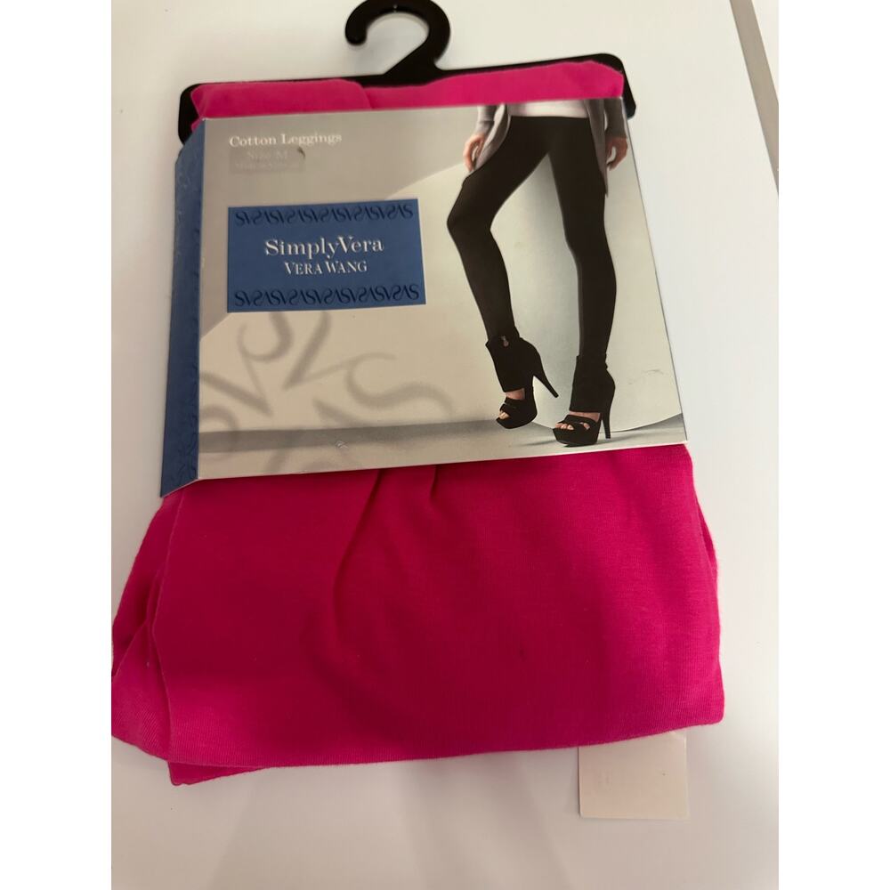 NWT Women Simply Vera Wang Hot Pink Cotton Leggings M Medium M $24